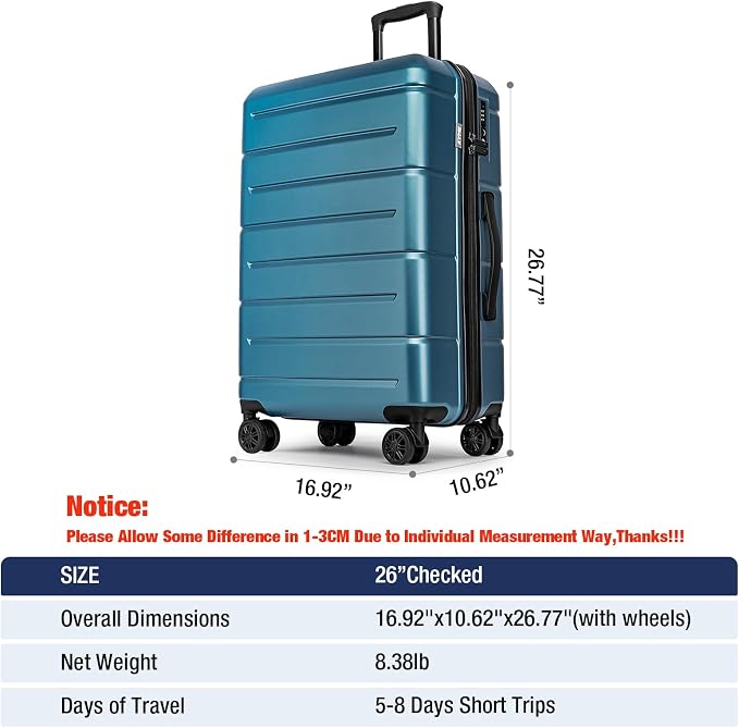 KYME 26 Inch Luggage TSA Approved Hardshell 26" Suitcases - Image 7