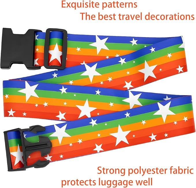 Rainbow Stars Luggage Straps for Suitcases, Adjustable Luggage Travel Belt to - Image 4