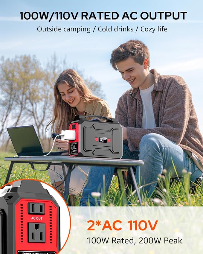 Apowking 146Wh Portable Power Station Bank 200W Peak Solar Powered Power Bank - Image 2