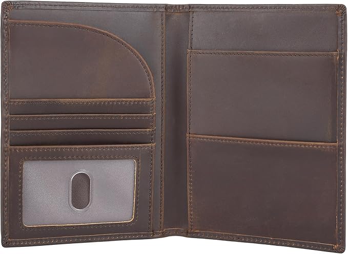 Polare Full Grain Leather Passport Holder RFID Blocking Travel Bifold Wallet - Image 8