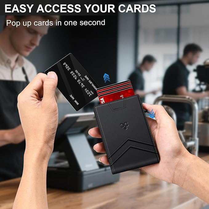 Wallet for Men Wallet with Slim Pop Up Card Holder for 12-14 Cards, RFID - Image 4