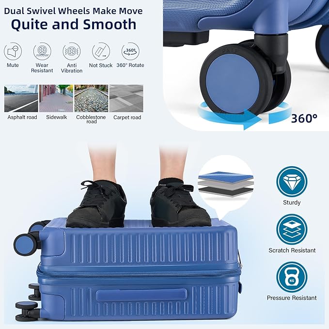 Hard Shell Suitcases Expandable Travel Luggage Sets 2 Piece, Carry on and Check - Image 6