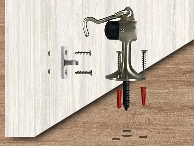 QCAA Door Stop, Solid Brass, Height 3-15/16", Satin Nickel, 1 Pack, Made in - Image 3