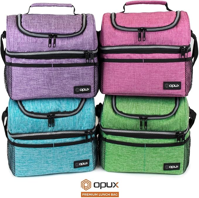 OPUX Lunch Box For Women, Insulated Large Lunch Bag Adult Work, Double Decker - Image 9