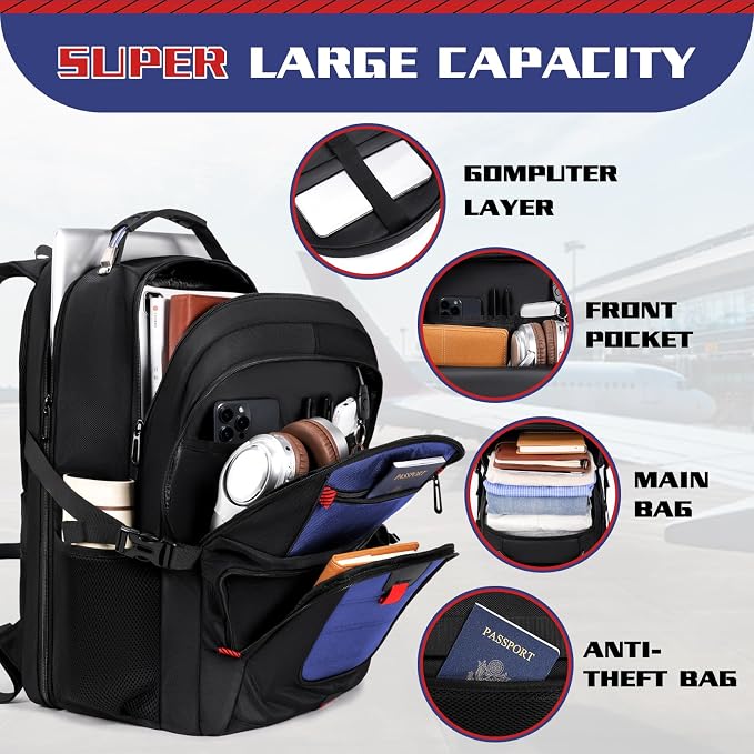 Travel Backpack, Extra Large Backpack, Laptop Bag - Image 3