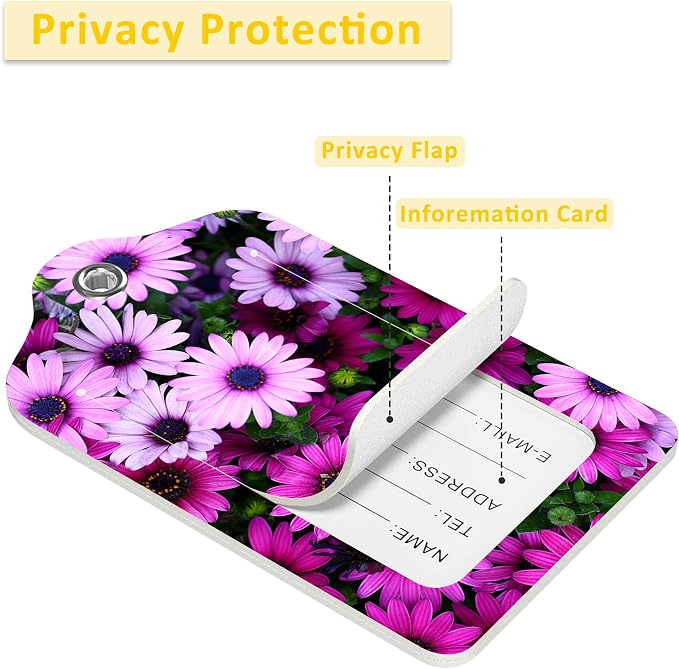 2 Pack Luggage Tags for Suitcases, Flowers Luggage Tag, PU Leather Id Label - Image 4