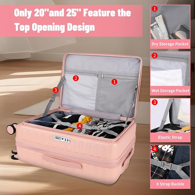 3-Piece 20/24 Top Opening Hardshell Lightweight Luggage and 28-Inch Clamshell - Image 5