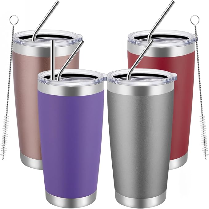 MEWAY 20oz Tumbler 4 Pack Double Wall Vacuum Insulated Travel Mug Bulk by MEWAY