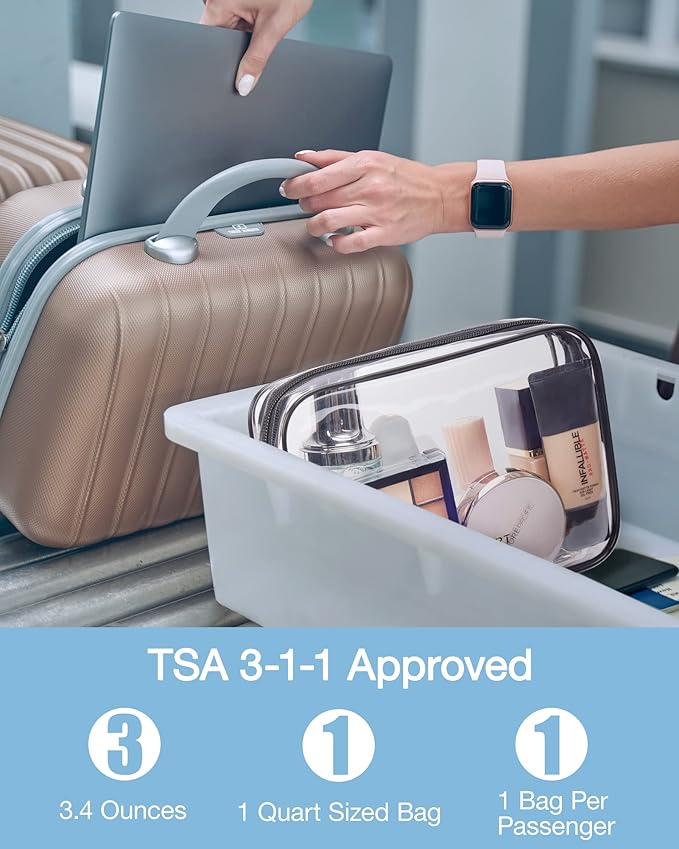 BAGSMART Clear Toiletry Bag, 2 Packs TSA Approved Water resistant Quart Size - Image 3