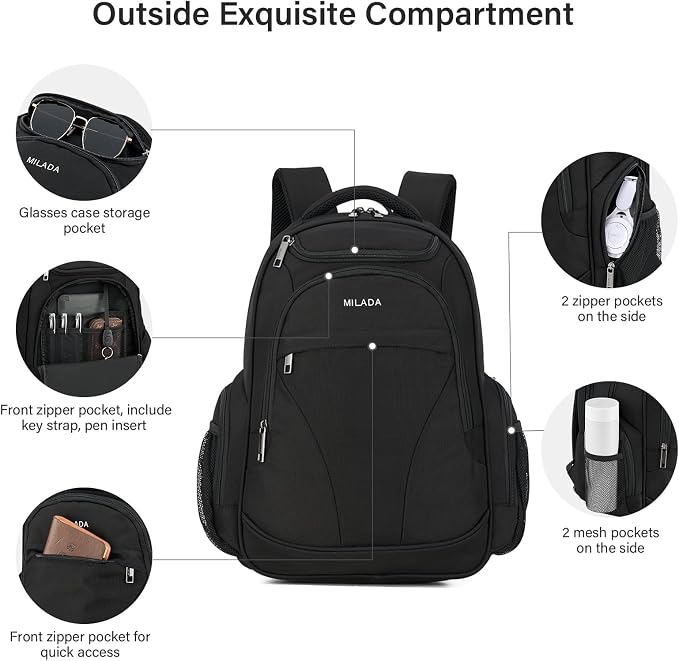MILADA Travel Backpack For Men Laptop Backpack Women Business Carry On Backpack - Image 3