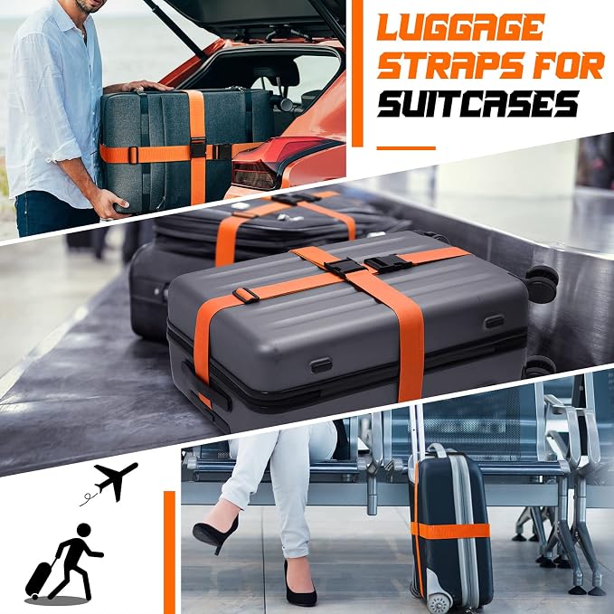 Eccliy 12 Pack Luggage Straps Suitcase Belts Wide Adjustable Packing Straps - Image 6