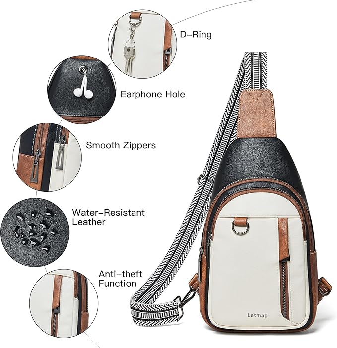 7L Sling Bag for Women Men Leather Small Sling Backpack Daypack Anti Theft - Image 4