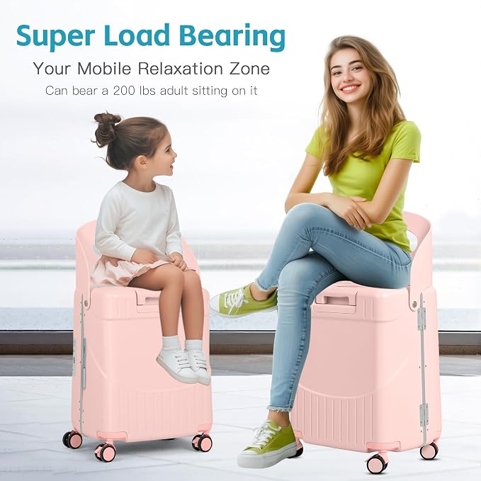 22" Ride On Luggage with Seat for Kids & Adults, Lightweight Hardside Ride-On - Image 6