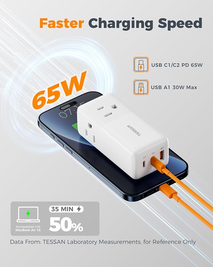 TESSAN USB Charging Station PD 65W, USB C Charger Blocks - Image 3
