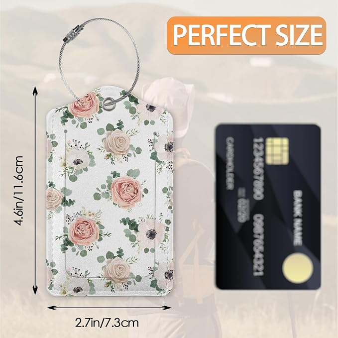 2 Pcs Luggage Tags for Suitcase, Watercolor Flowers Floral Blossom Luggage Tag - Image 2