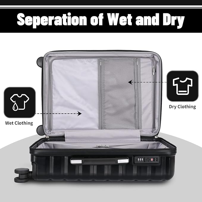 Lightweight Luggage with Spinner Wheels & YKK Zipper, Hard Shell 3-Piece - Image 5