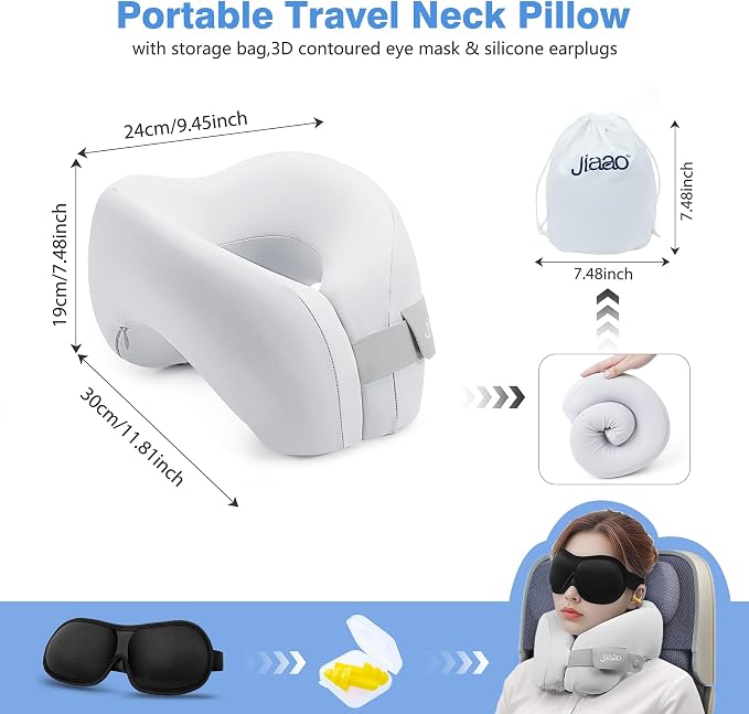 2 in 1 Neck Pillow Airplane, Ergonomic Memory Foam Travel Neck Pillow, Travel - Image 5