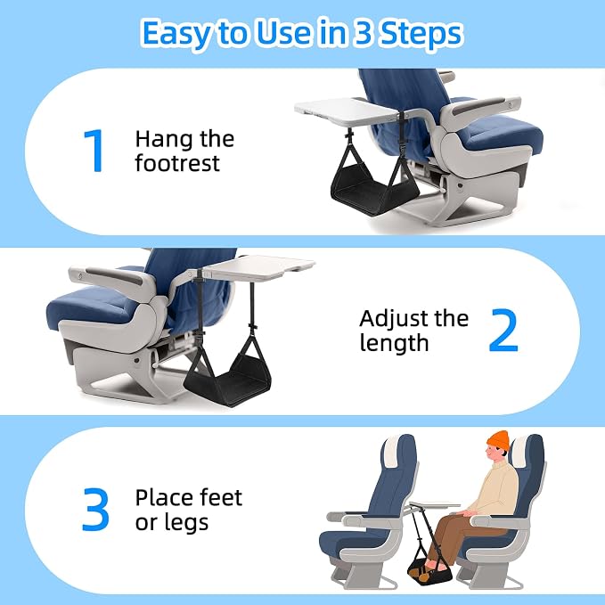 Airplane Foot Hammock for Plane Travel, Foot Sling Swing Rest for Airplane - Image 5