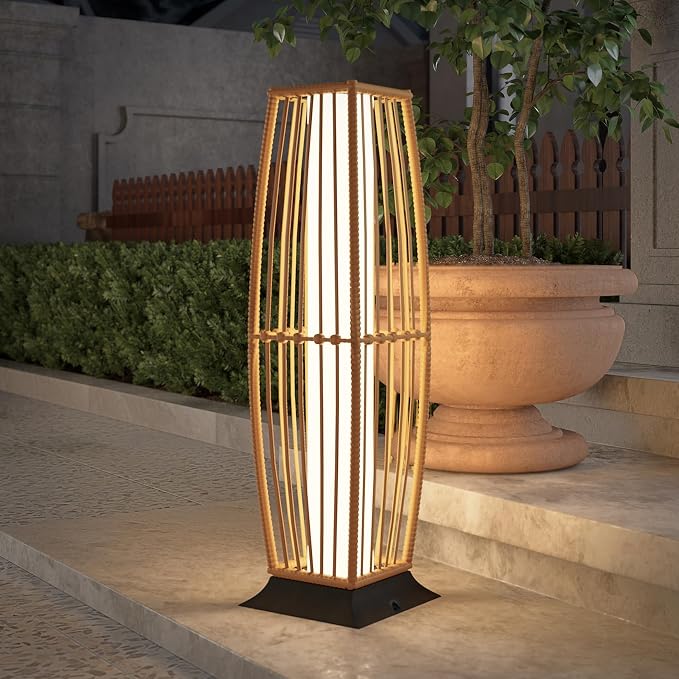 Grand patio Outdoor Floor Lamp Solar Powered Lantern Waterproof Wicker Boho by GrandPatio