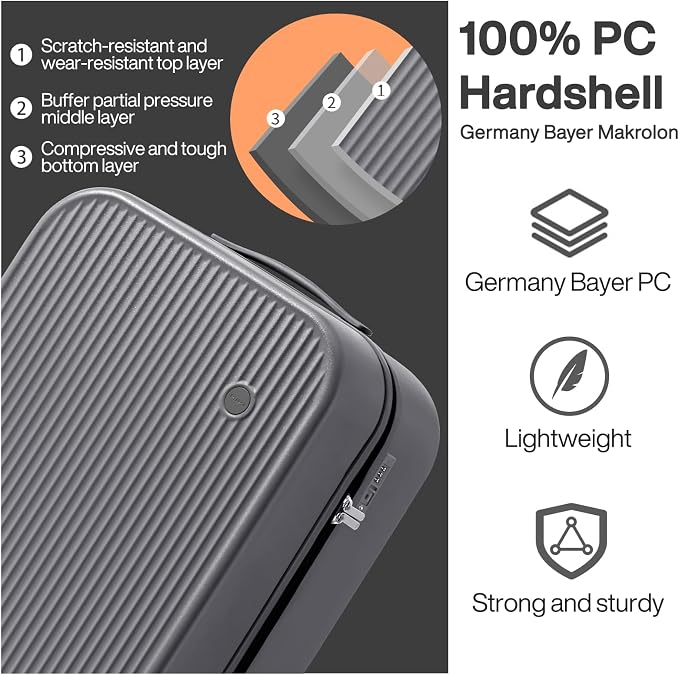 mixi 24 Inch Checked Luggage PC Hardshell Suitcases - Image 5