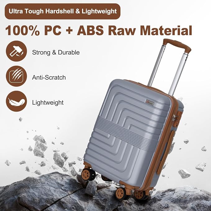 Romswi Expandable 22" Carry On Luggage, Hardshell Suitcase - Image 3