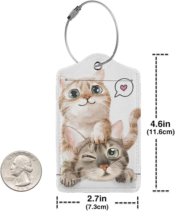 Set of 2 Cute Cats Luggage Tags - Image 4