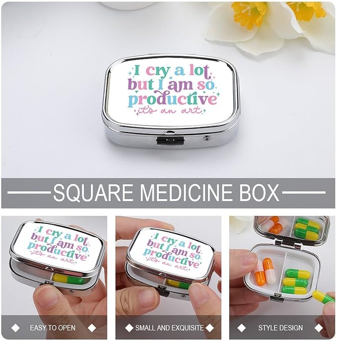 Metal 2 Compartment Pill Organizer Travel Friendly Portable Compact Pill Box - Image 4