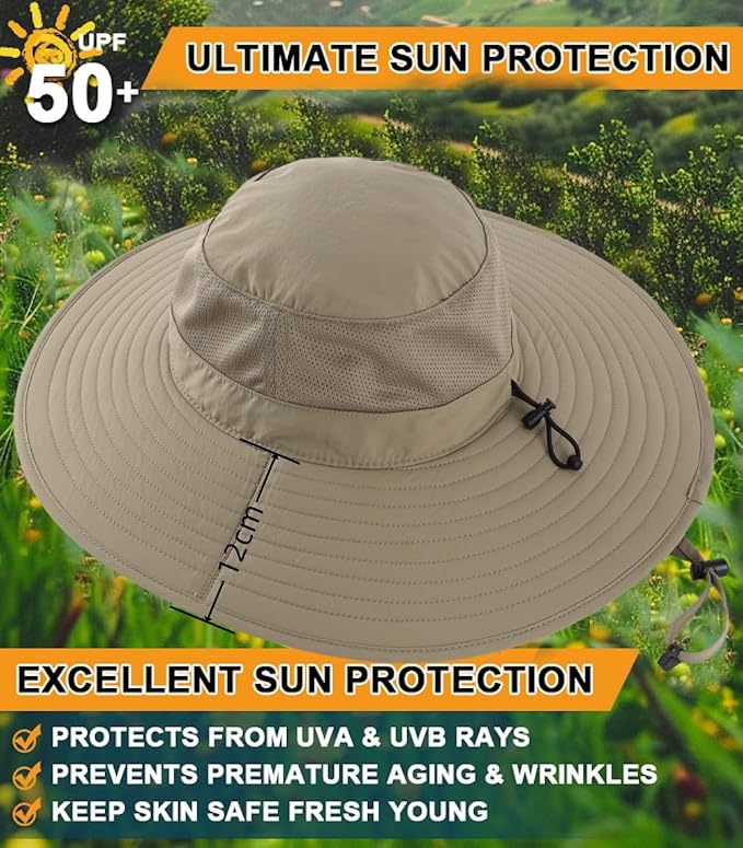 Home Prefer UPF50+ Mens Sun Hat Wide Brim Fishing Hat Foldable Large Brim UV - Image 5