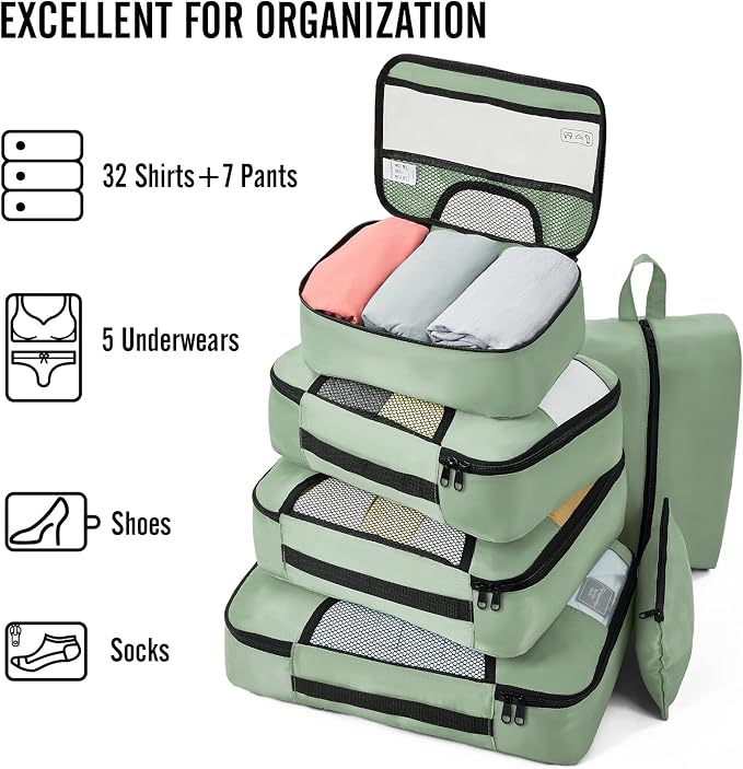 Veken 8 Set Packing Cubes for Travel Essentials, Suitcase Organizer Bags in 4 - Image 5