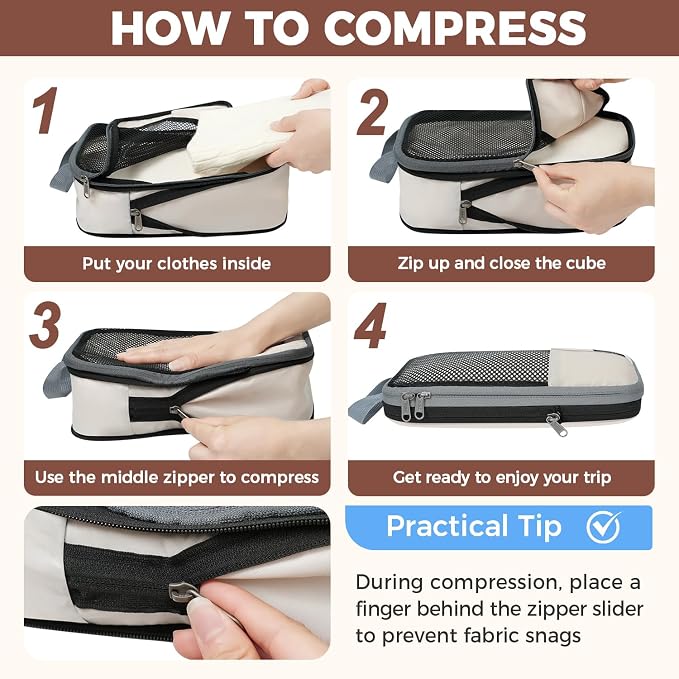 BAGAIL 4 Set/6 Set/8 Set Compression Packing Cubes Travel Accessories - Image 5