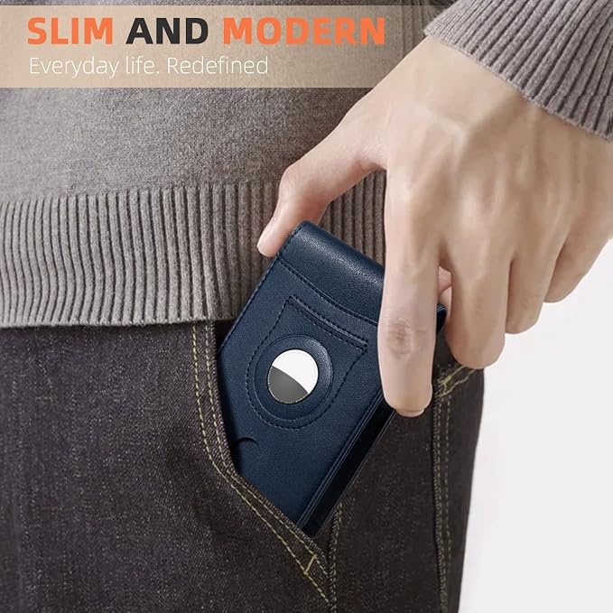 RUNBOX AirTag-Wallet-Mens-Slim-RFID Blocking Wallets Leather - Image 4