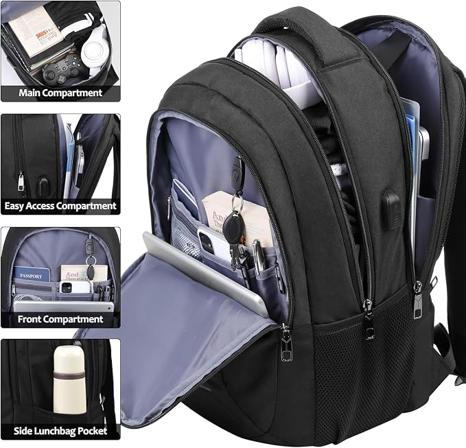Travel Laptop Backpack for Men and Women, 17 Inch Large School Backpacks for - Image 2