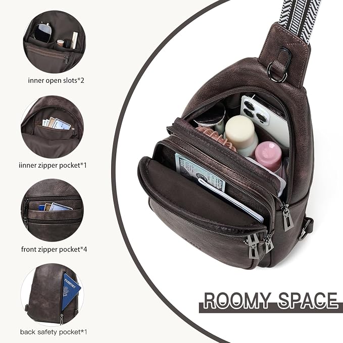 Sling Bag for Women Crossbody Fanny Pack Sling Purse Backpack Vegan Leather - Image 4