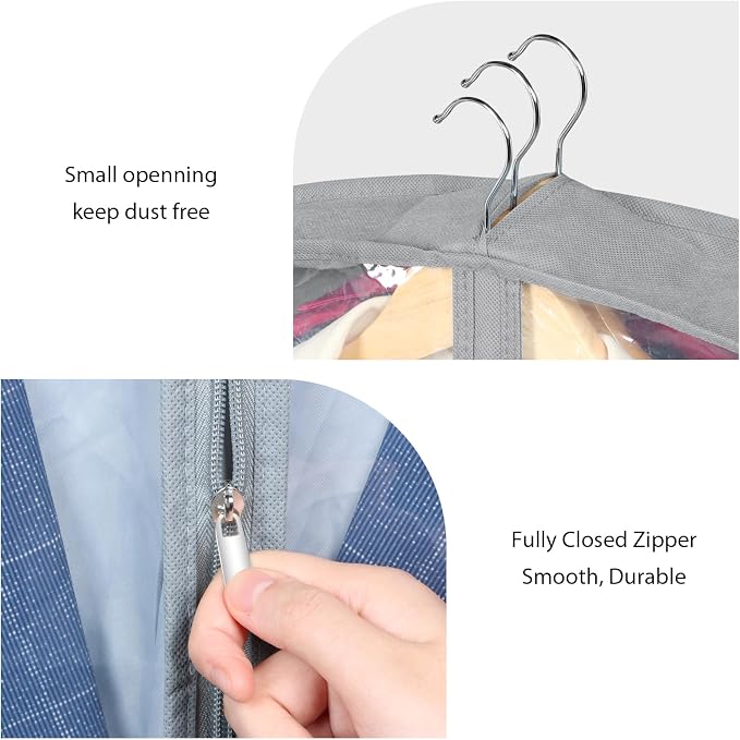 Zilink 40" Suit Bags for Closet Storage Clear Mink Coat Storage Bag Hanging - Image 6