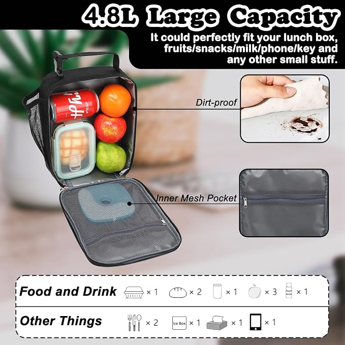 FlowFly Lunch box Insulated Soft Bag Mini Cooler Back to School Thermal Meal - Image 6