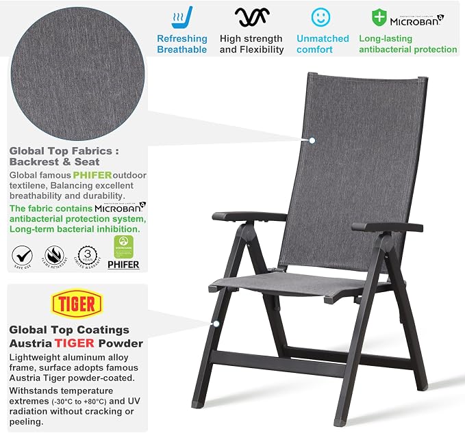 Folding Chair, Indoor & Outdoor Balcony, Patio Porch, Garden Lawn, - Image 3