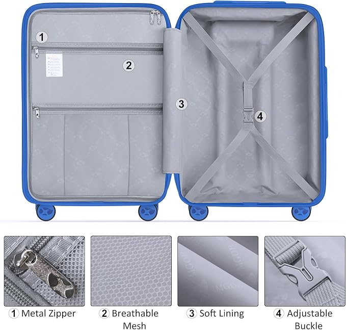 Carry On Luggage 22x14x9 Airline Approved, Hard Shell Suitcase - Image 7