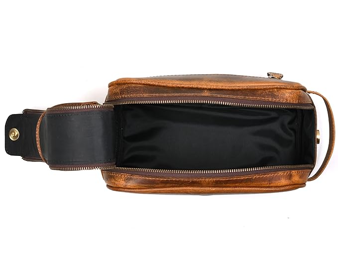 10" Premium Leather Toiletry Travel Pouch - Image 2