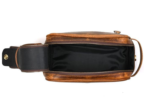 10" Premium Leather Toiletry Travel Pouch - Image 2