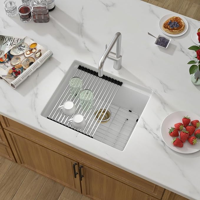 21 Inch White Granite Composite Bar Sink 21x18 Single Bowl Granite Composite - Image 2