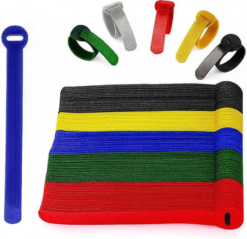 100 x Colourful Reusable Cable Ties, Cable Straps, Adjustable Cable Ties by ARMIZ
