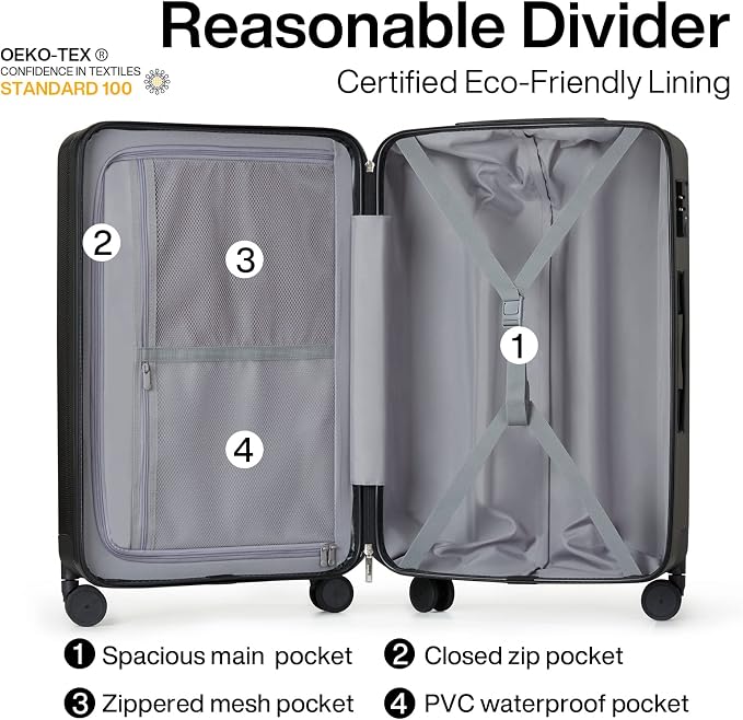 Hanke 20 Inch Carry On Luggage 22x14x9 Airline Approved Lightweight PC Hard - Image 5