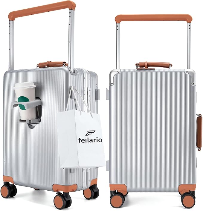 feilario 20'' Aluminum Frame Wide Handle PC Hardside Carry On Luggage - Image 7