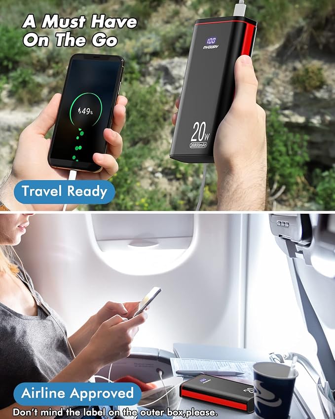 Ayeway Battery Pack USB C Portable Charger PD 20W Fast Charging 26800mAh Power - Image 6