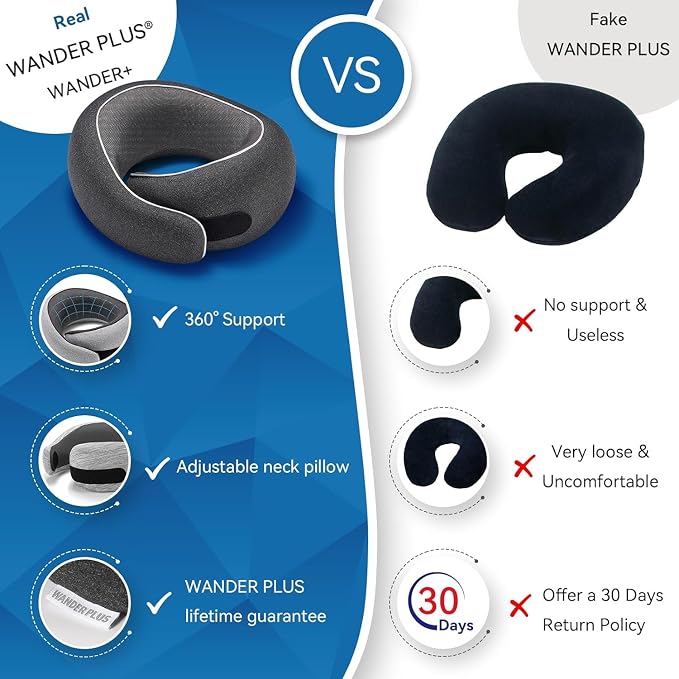 WANDER PLUS® Travel Neck Pillow, Memory Foam Neck Pillow - Image 6