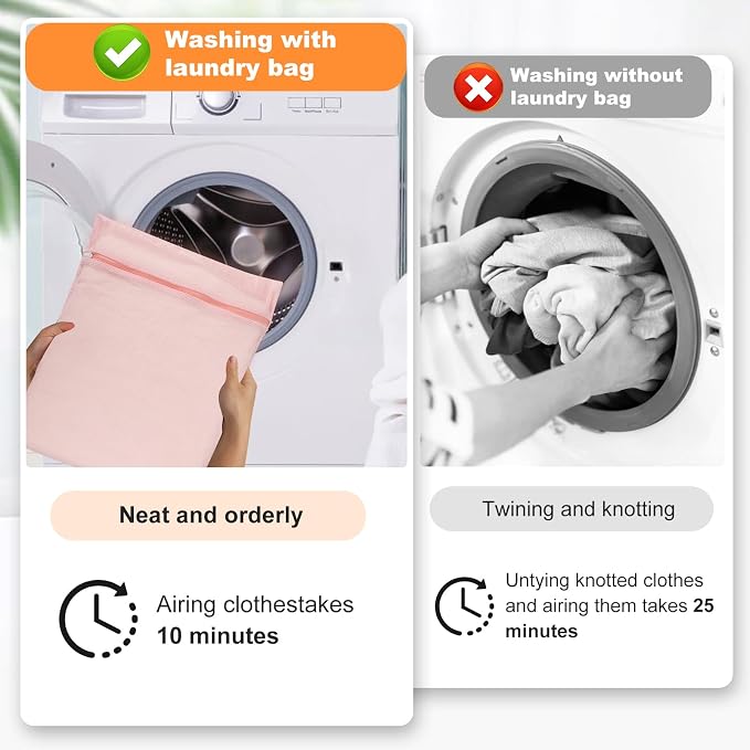 4-Piece Pink Large Durable Organic Cotton Mesh Laundry Bags - Image 2