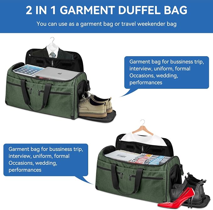 Bukere Garment Bags for Travel, Large Convertible Garment Duffel Bag for Men - Image 6