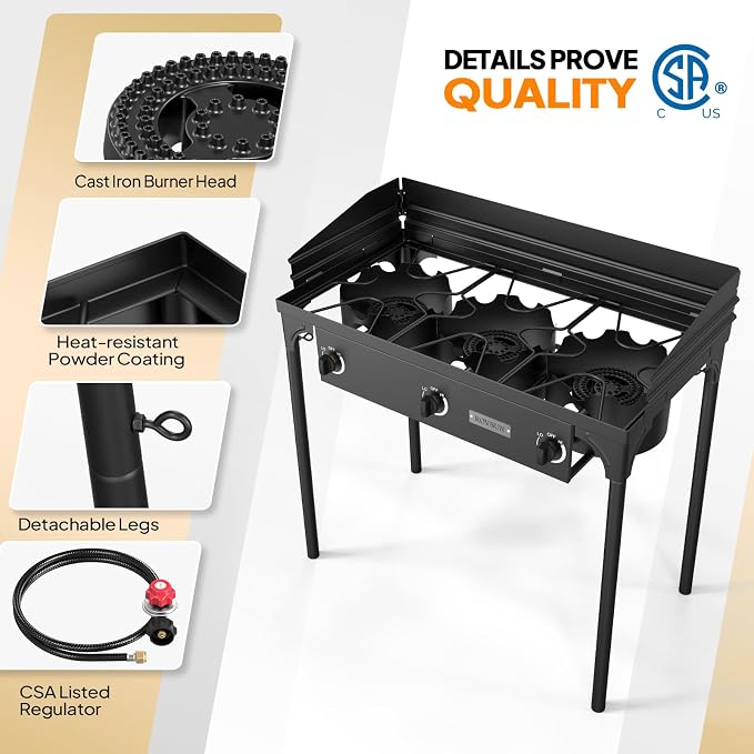 ROVSUN 3 Burner Propane Gas Stove - Image 3