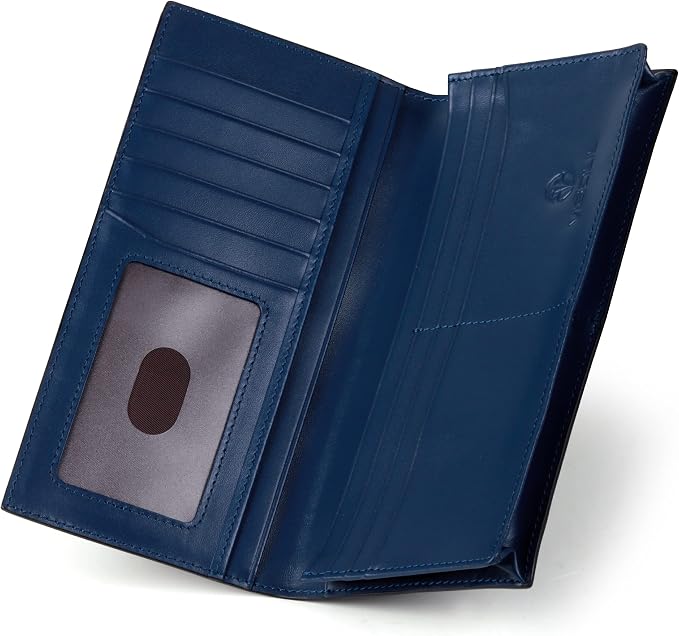 VISOUL Mens Leather Long Checkbook Bifold Wallets - Image 2