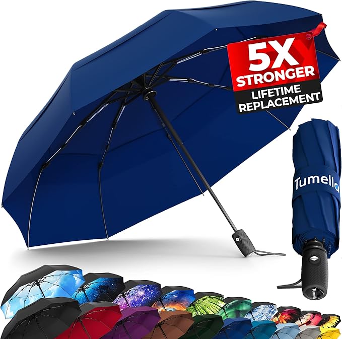 TUMELLA Strongest Windproof Travel Umbrella, Small Strong but Light Portable by Tumella